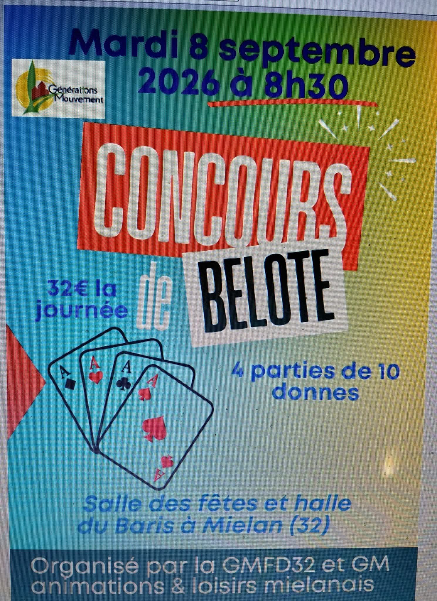 Concours de belote départemental Générations Mouvements