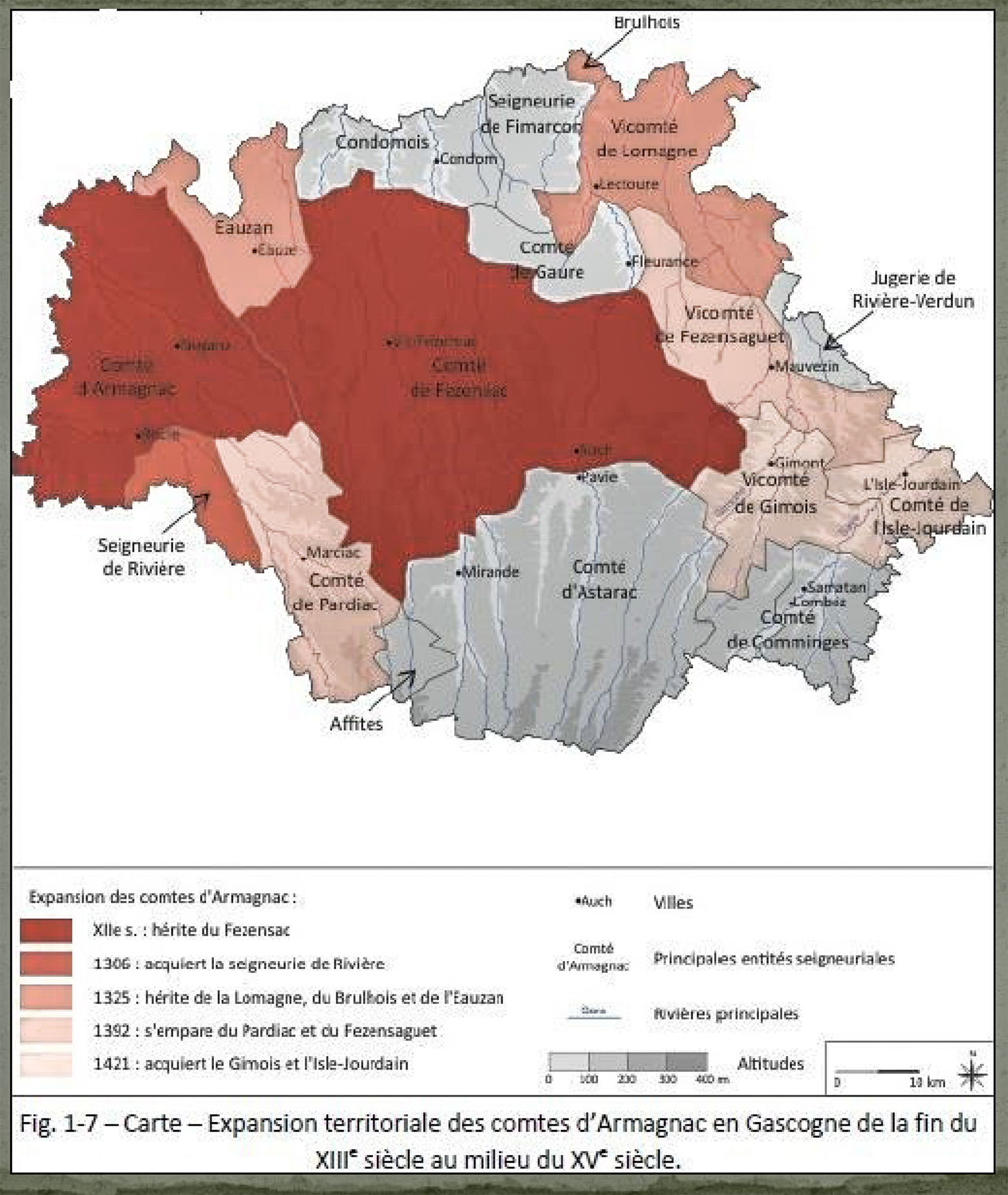 21 Carte de l'expansion du comte d'Armagnac du XIII au XVe siècle 1bis 271018.jpg