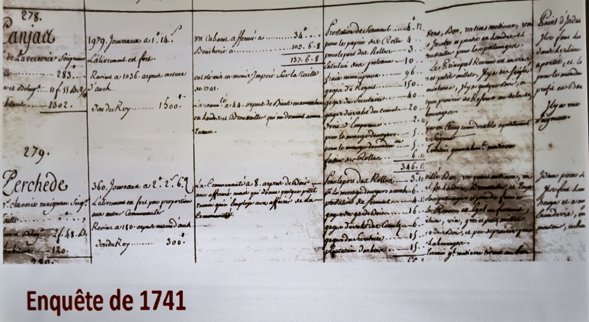 5 Grande enquête de 1741 page Perchède  pas d'étang mentionné projeté par Jacques Lapart 1bis 230219.jpg
