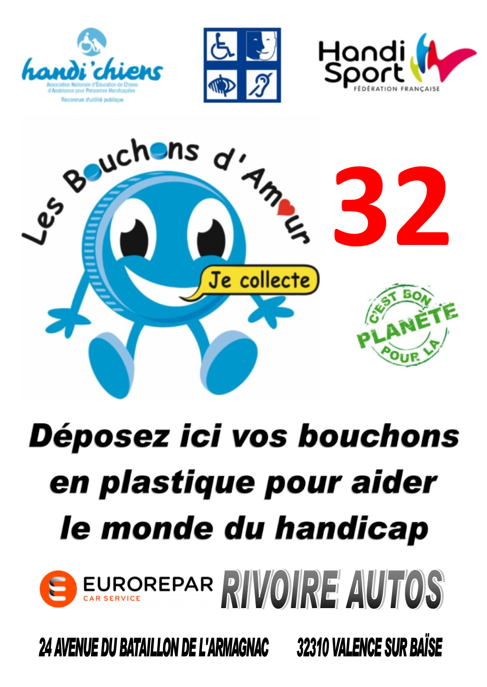 ICI DÉPOSER VOS BOUCHONS EURO REPAR RIVOIRE AUTOS à Valence sur Baïse.png