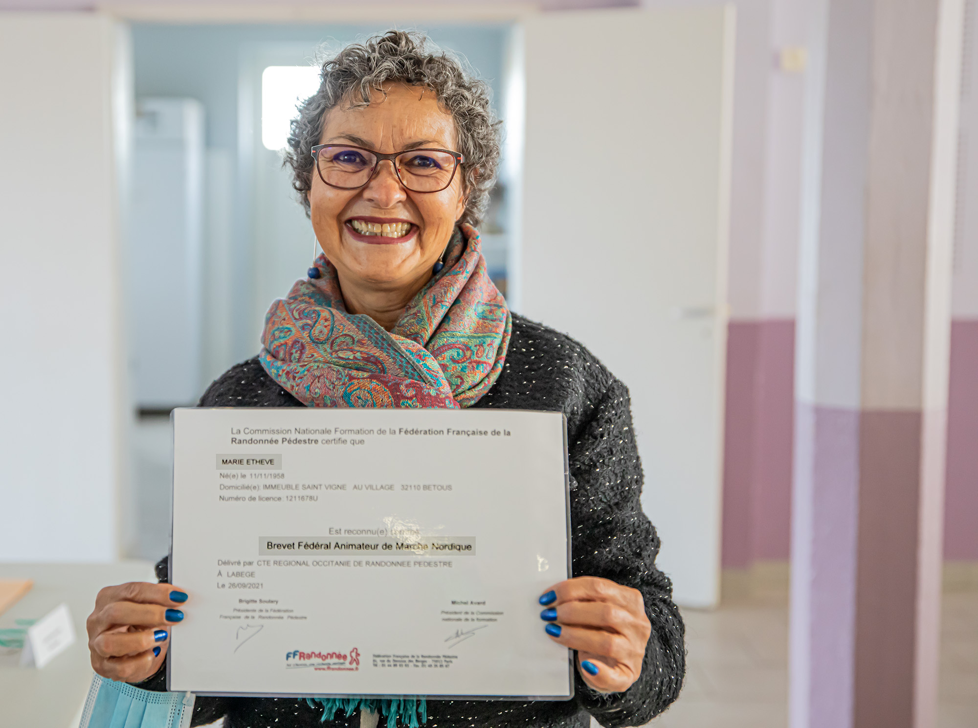 1 Marie Etheve obtient le Brevat d'animateur de marche nordique 1bis 201121.jpg
