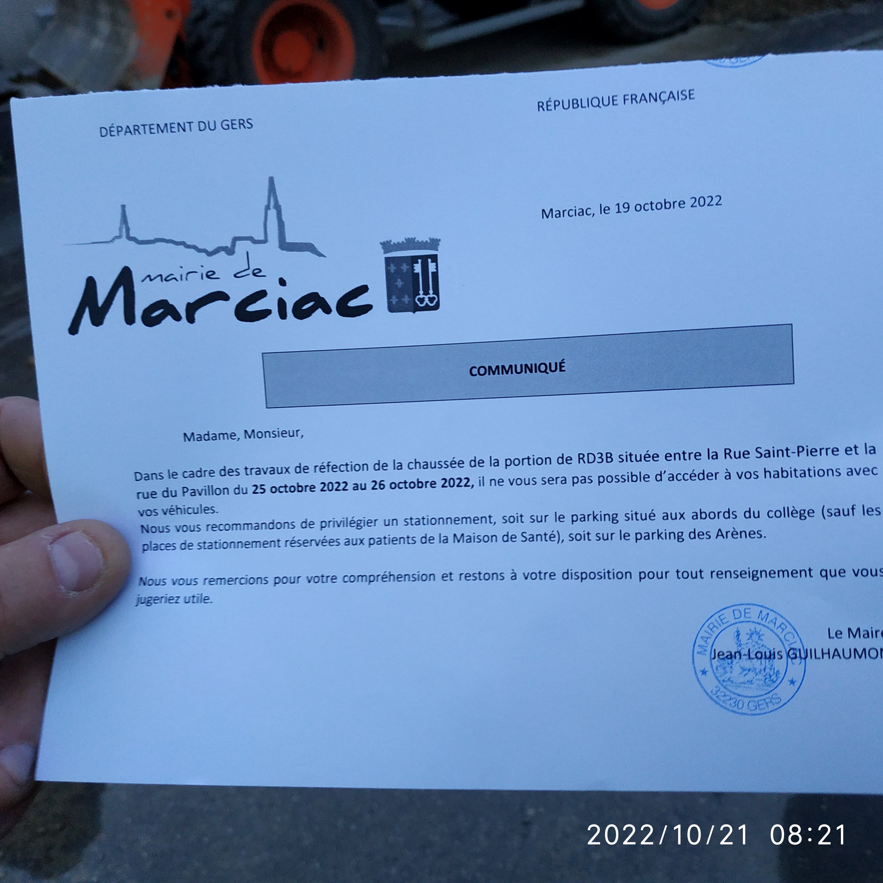 Communiqué pour les riverains
