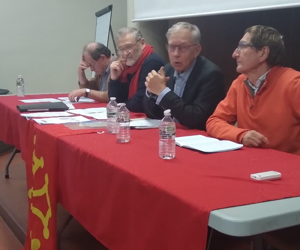 Mr Blenet , Dominique Drouet, Maxime Maury, JPeire Laval lors de leur prise de parole