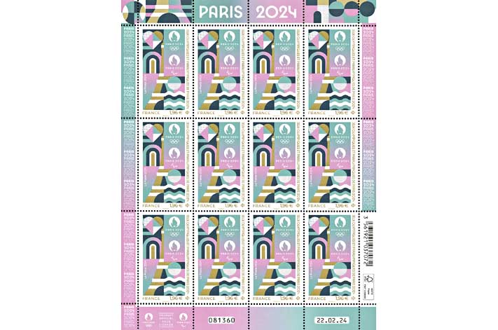 Feuillet de timbres JO Paris 2024