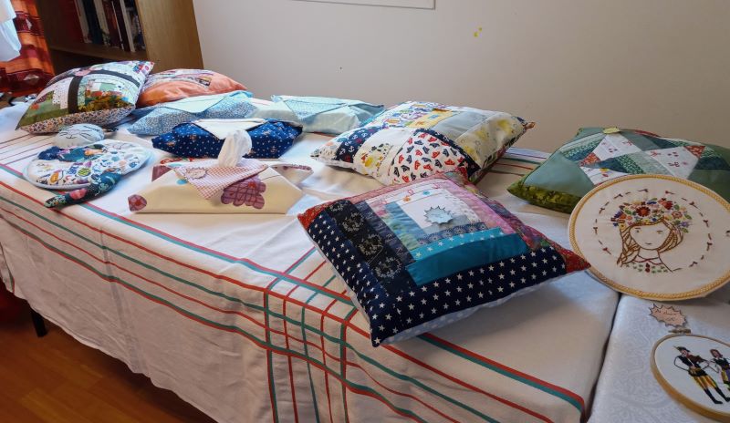 Coussins patchwork.