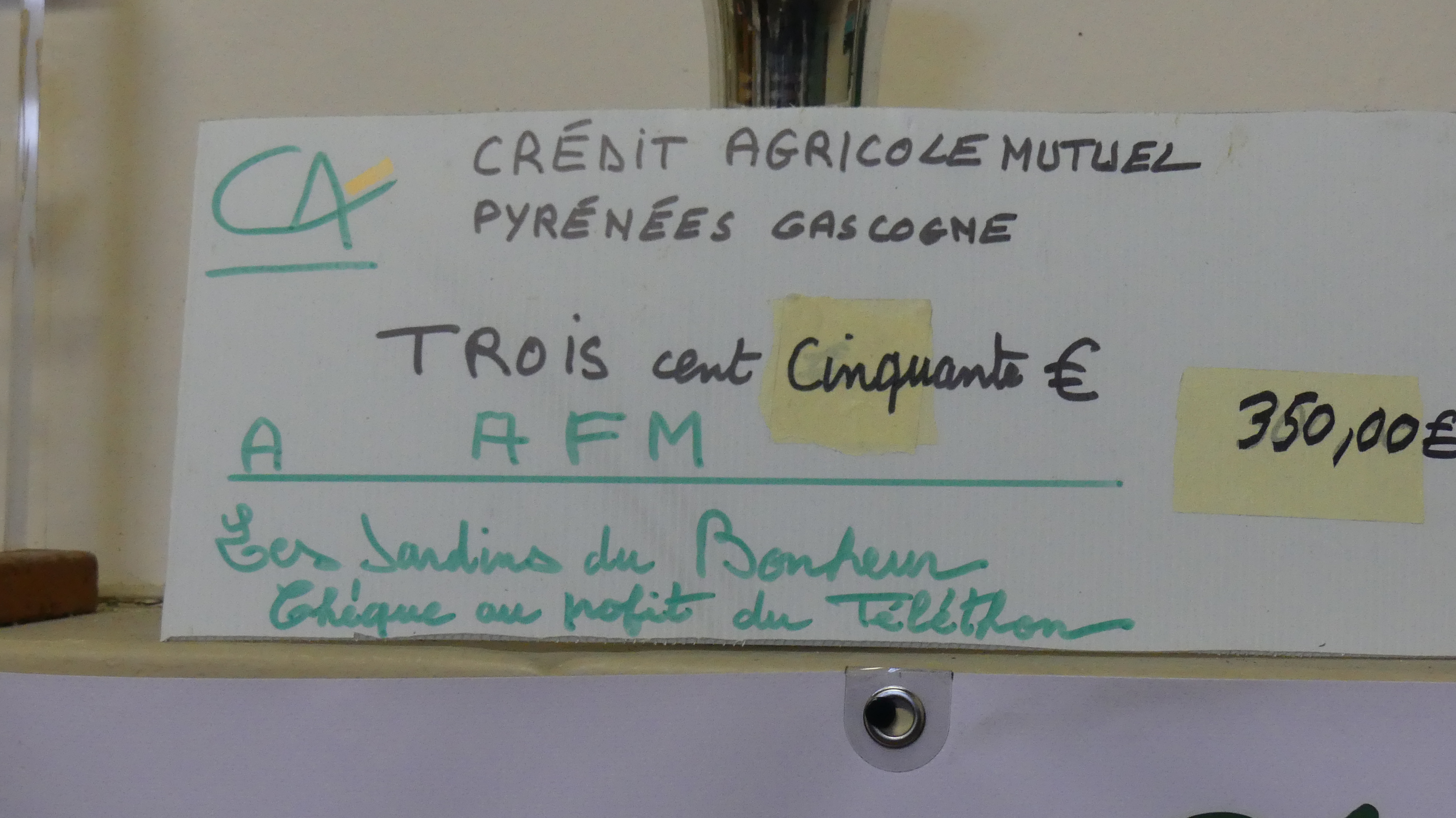 Un chèque bienvenu