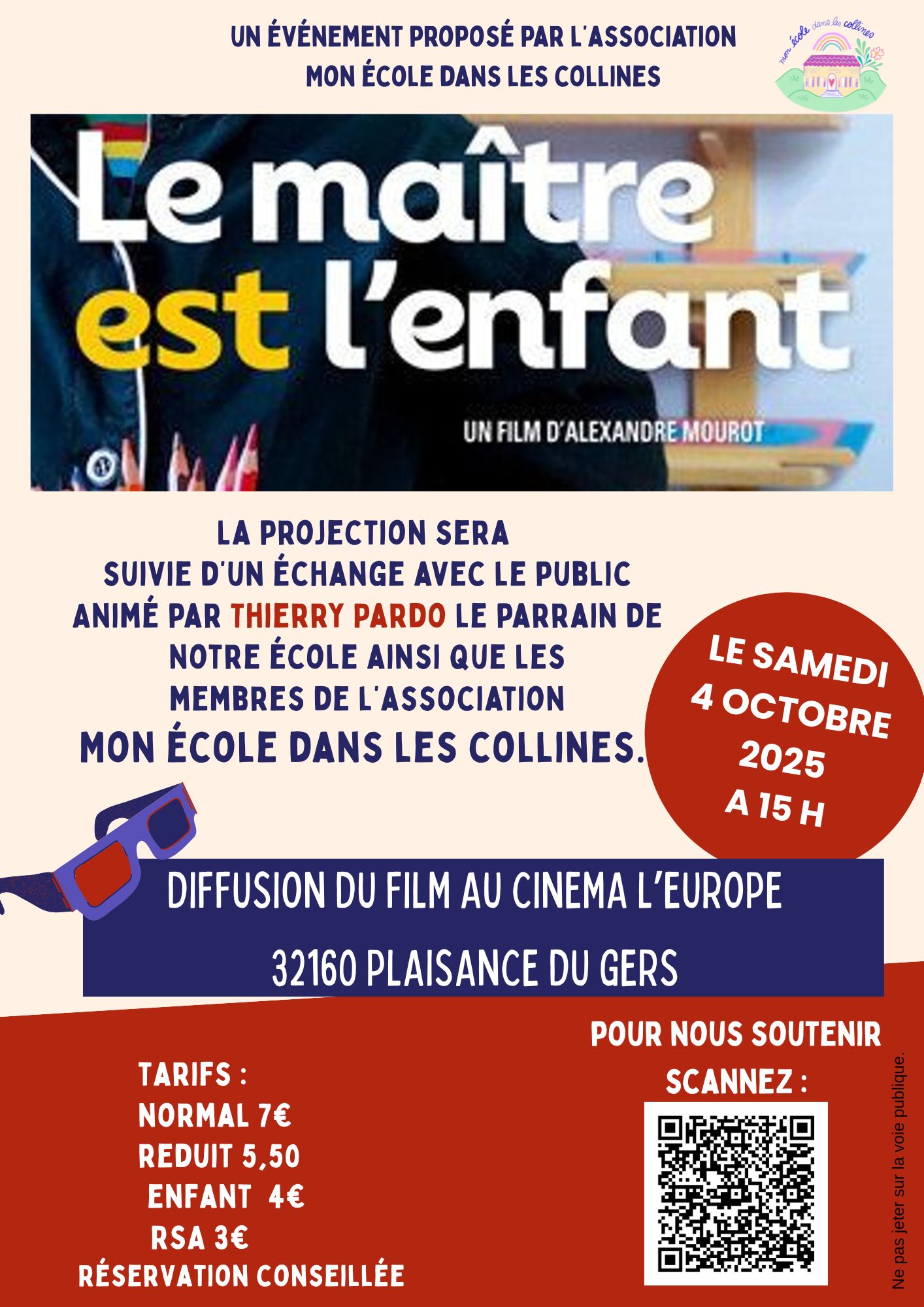 Projection du film Le maître est l’enfant suivie d’un échange autour de l’éducation