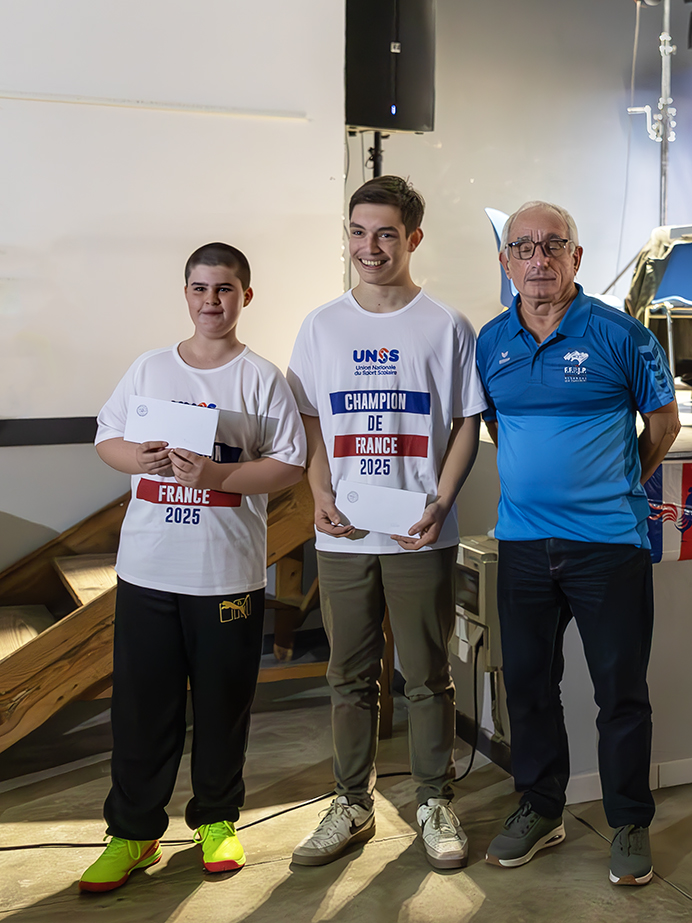 équipe doublette minime championne de région  Occitanie et Moïse Malloni