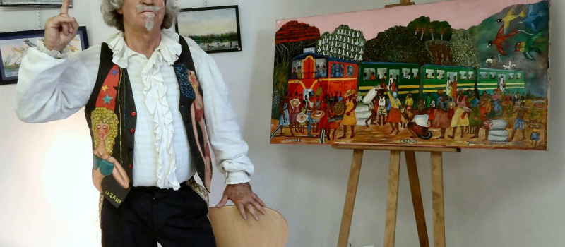 Le peintre Cazaux d'Artagnan à la Médiathèque 