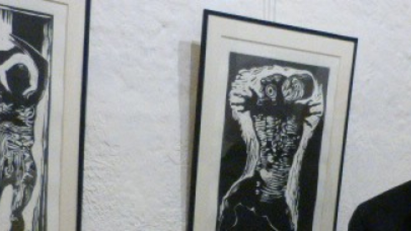 Marciac  exposition de gravures sur bois à l'Ane bleu