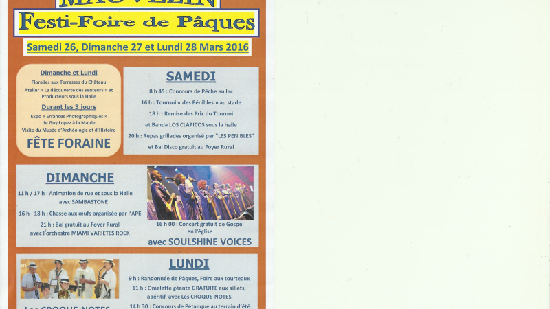 MAUVEZIN - FESTI-FOIRE de PAQUES un grand programme !!!!