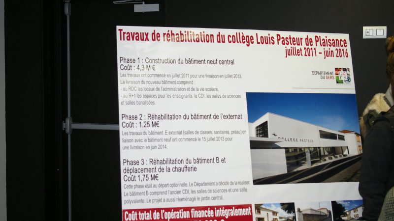 Collège Pasteur réhabilité : Le département a investi   7 . 300 . 000€ 