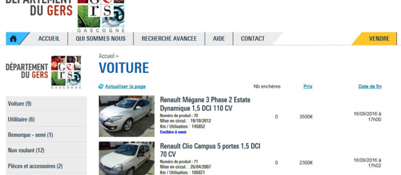 Le Département lance une vente aux enchères sur le web