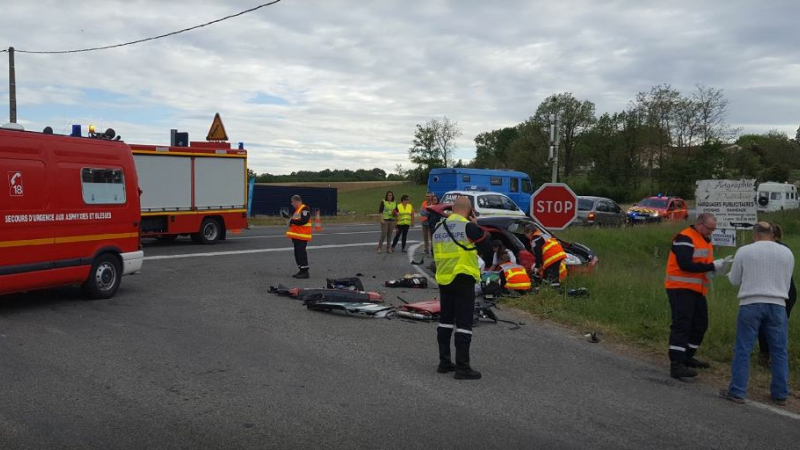 Mirande  Accident camping car contre Voiture sans permis
