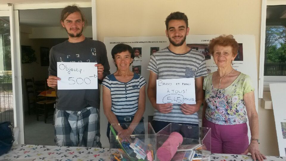 Patricia et Mado, représentant Gers Himalaya. Valentin et Raphaël, chevilles ouvrières de l'opération.