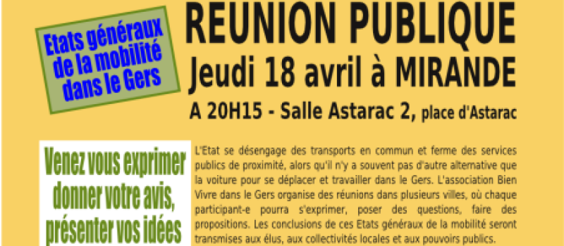 Etats Généraux de la Mobilité dans le Gers : c’est parti !