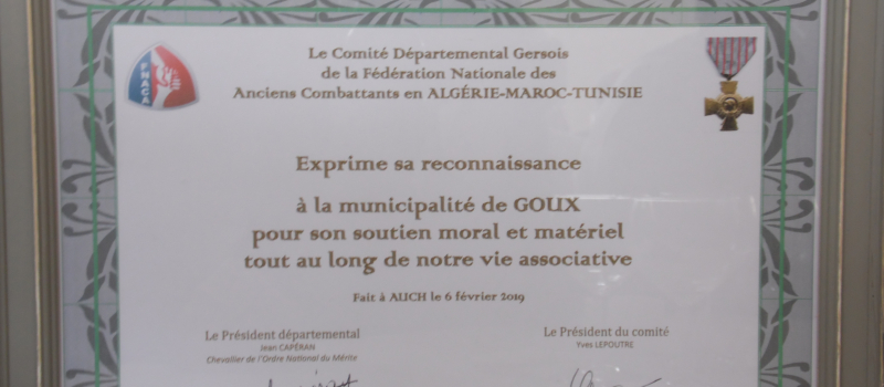 Les remerciements de la FNACA à ses soutiens