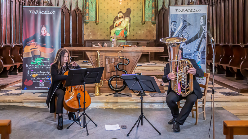 Tubacello en concert, à Lupiac, pour l'ancienne épicerie