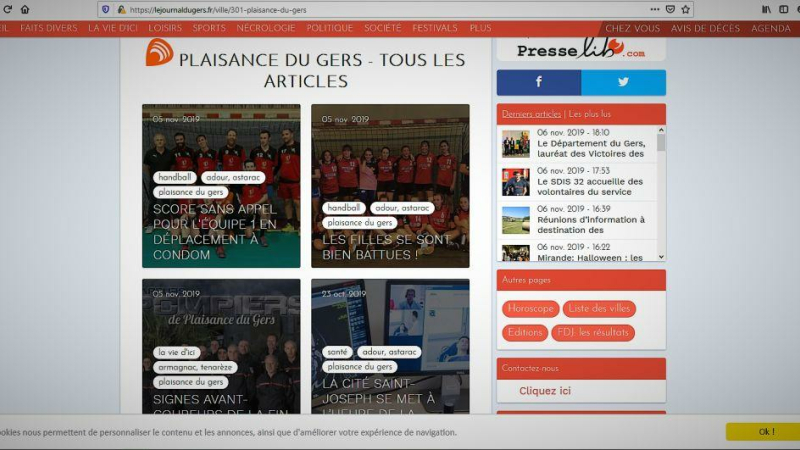 Parution d'articles sur le Journal du Gers