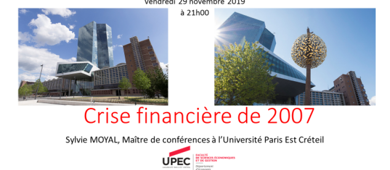 Conférence de l'association Confluences sur la crise financière de 2007
