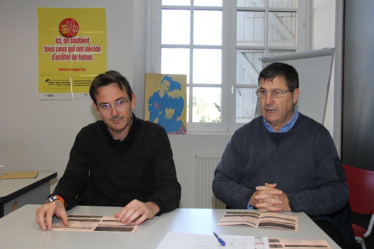 Thierry Sacré, à droite, dévoile le programme 2019 du Téléthon, avec à ses côtés, Alexandre Baudoin - Photo Marc Le Saux