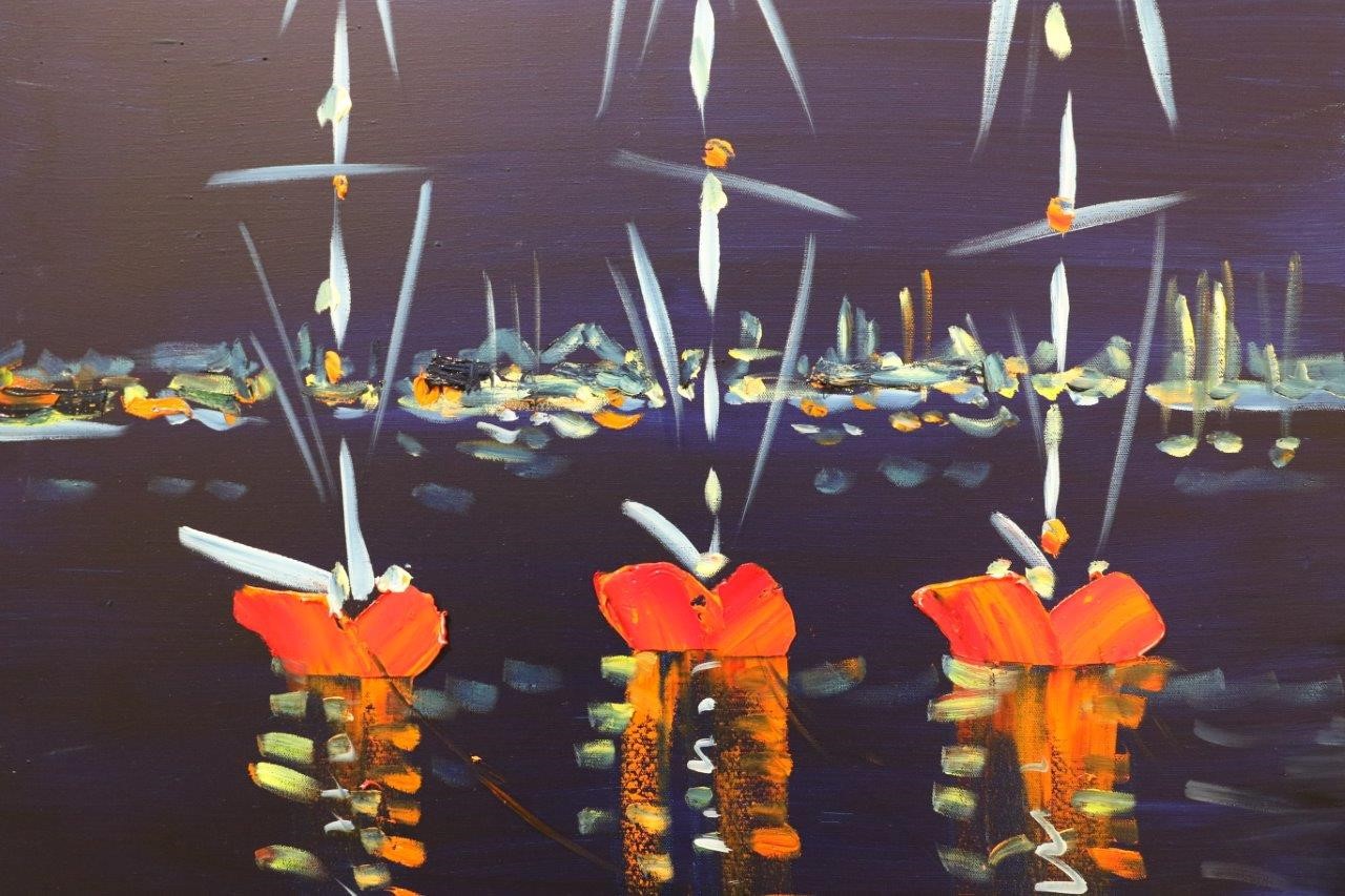 Un Hossegorien, Michel Craven, une toile présentée en mai dernier pour ses 50 ans de peinture - Photo Marc Le Saux