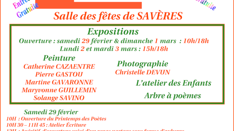 Un week-end culturel est proposé à Savères