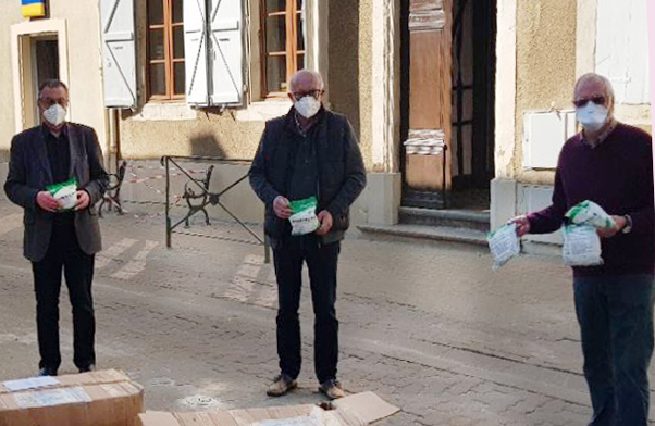 Pierre beaudran maire de Mirande, André Laffont maire de Simorre et Giorgio Bonacci adjoint au maire de Labastide-d'Armagnac