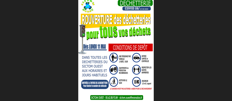 Sictom Ouest: tous les déchets de nouveau acceptés en déchetterie  