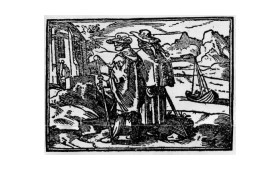 Gravure représentant des pèlerins