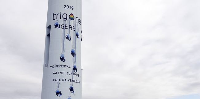 Le château d'eau de Pléhaut, à Vic-Fezensac,  inauguré en septembre 2019. La SAS Touja a eu en charge la partie génie civile