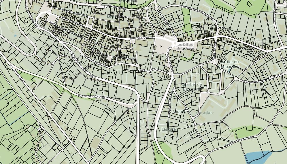 Une vue cadastrale de Lectoure - Extrait France Cadastre