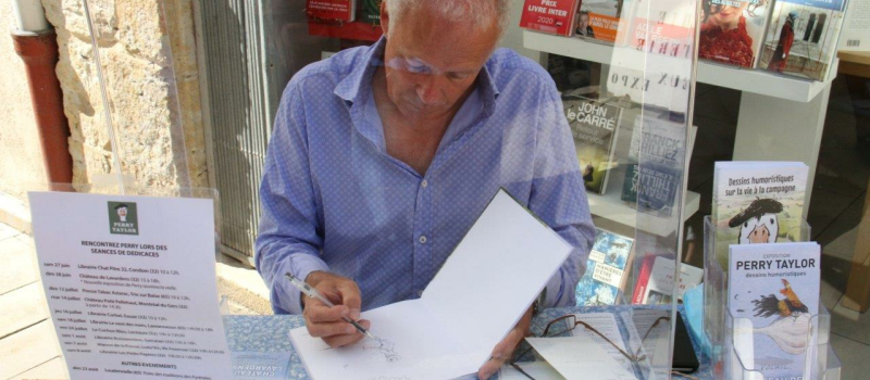 Dédicace du dernier recueil de dessins de Perry Taylor