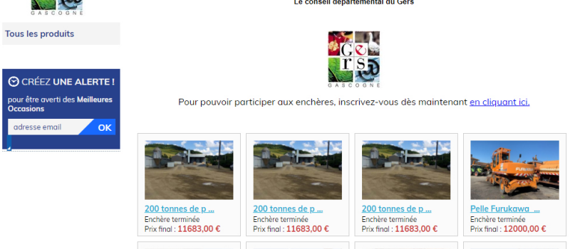 Le département lance une vente aux enchères