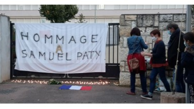 Hommage à Samuel Paty devant le collège Gabriel Séailles