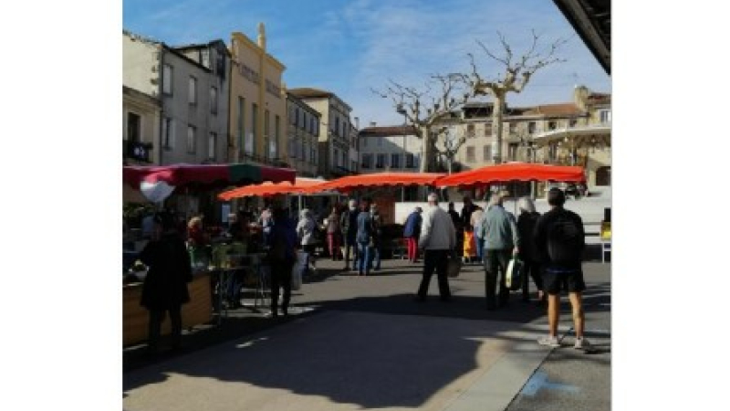 Un marché de novembre sous un franc ciel bleu