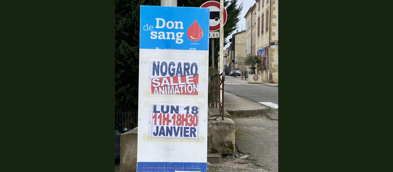 Additif à l’annonce «Don du sang le 18.01.2021 à Nogaro» 