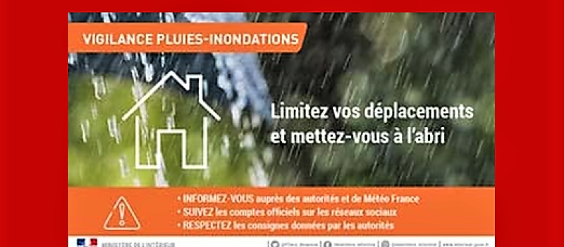Vigilance orange crues, jaune pluie, inondations et vents violents