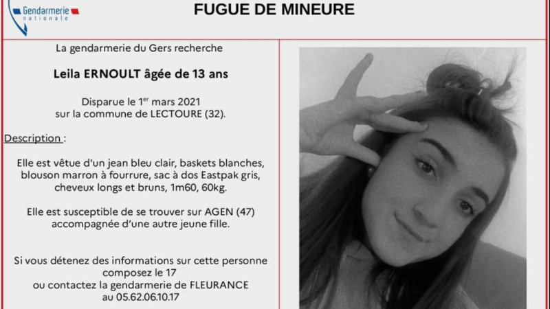 La gendarmerie du Gers recherche une mineure