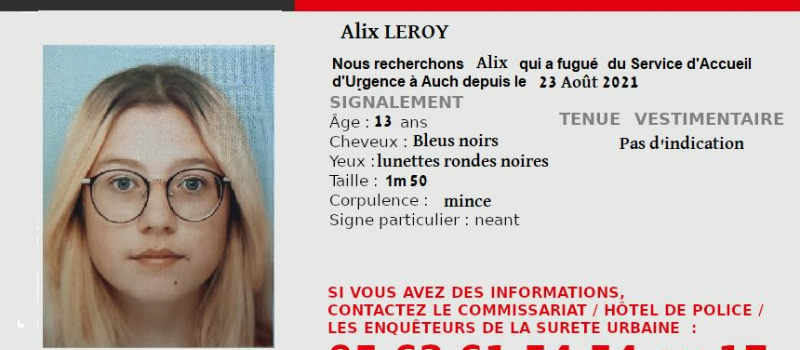 Avis de recherche de personne mineure
