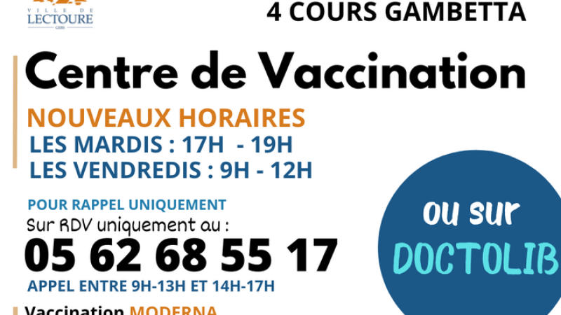 Vaccination: nouveau lieu, nouveaux horaires
