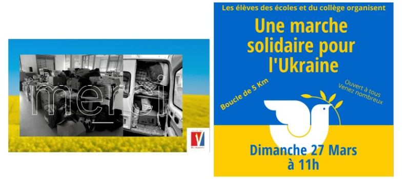Arrivée des premiers dons pour l'Ukraine et marche solidaire