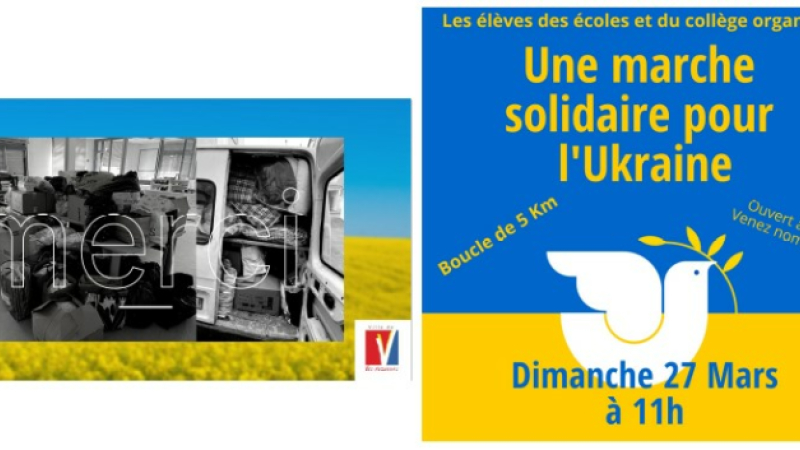 Arrivée des premiers dons pour l'Ukraine et marche solidaire