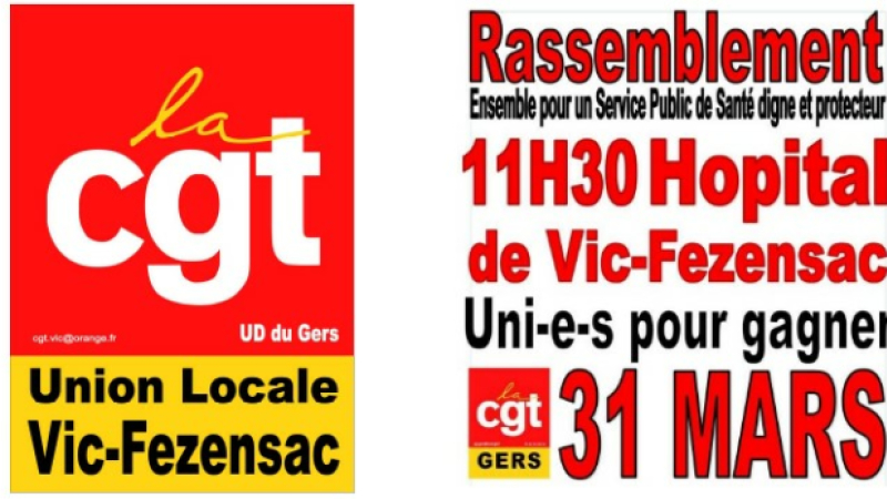 Rassemblement organisé par la CGT devant l'hôpital de Vic-Fezensac