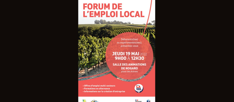 Forum de l'emploi local à Nogaro jeudi 19 mai 2022