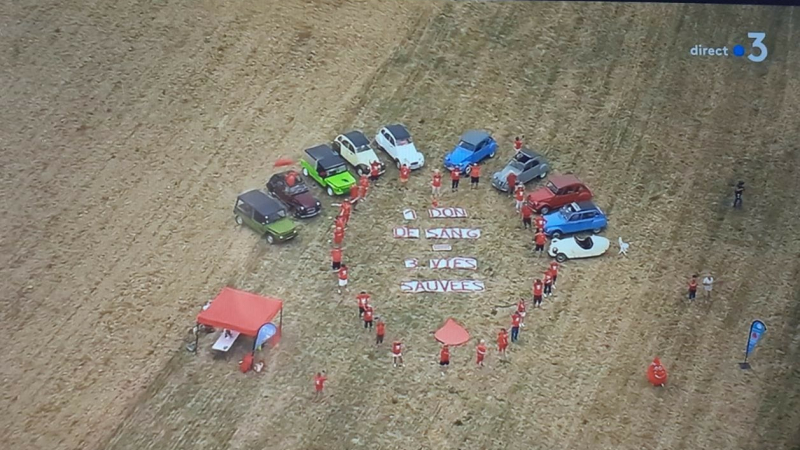 Tour de France vu du ciel : " 1 don de sang = 3 vies sauvées "