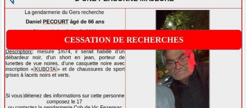 Fin d'avis de recherche