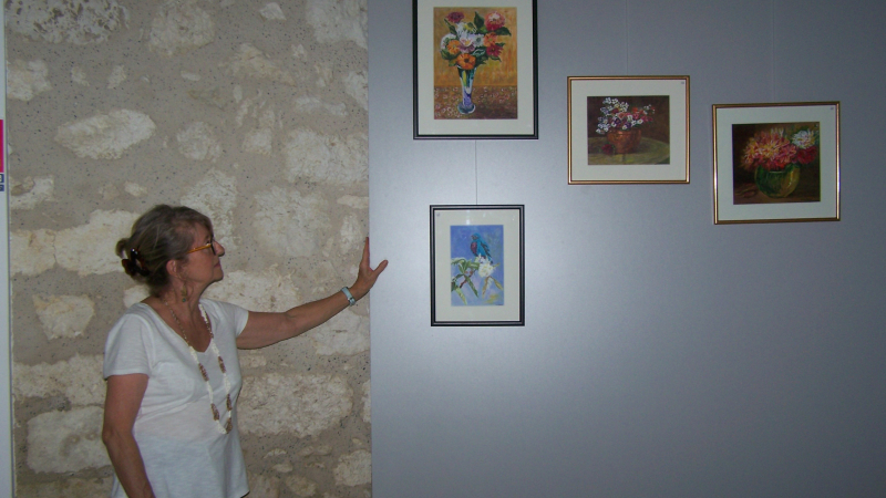 A la médiathèque de Saint-Clar : Odile Murat Boulet expose sa peinture-tapisserie.