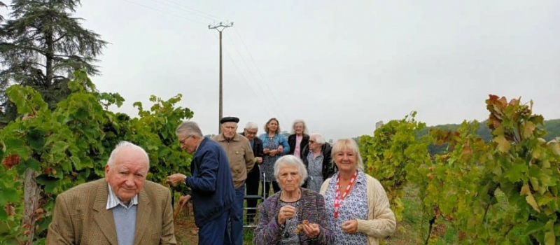 Les résidents de l’EHPAD en visite dans un domaine viticole.