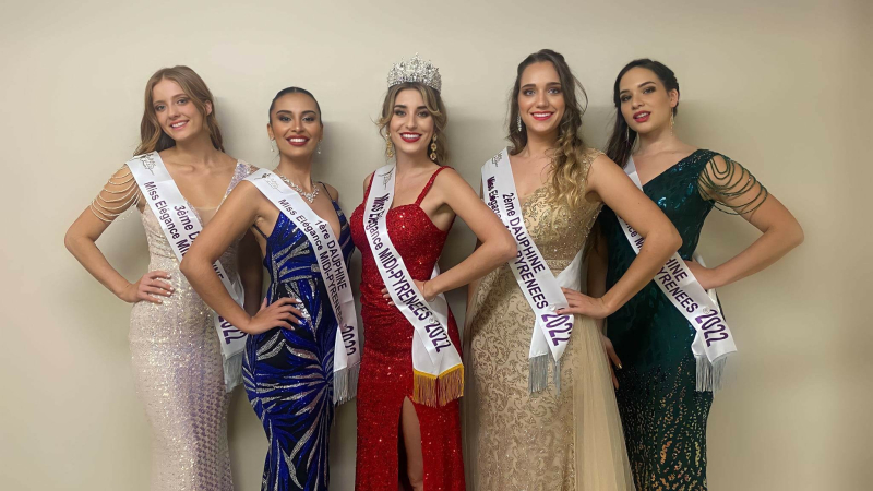 Miss Elégance Midi Pyrénées 2022 est Eva Mariotto et sa première dauphine, Ines Sanchez-Isser, Miss Elégance Gers Bigorre
